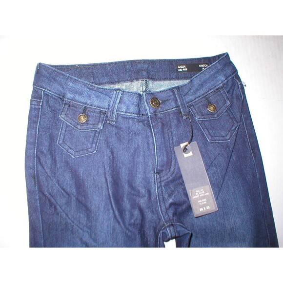 New NWT $99 Designer Buffalo David Bitton Jeans Womens 24 X 33 Mid Rise Flare Dk - Picture 5 of 6